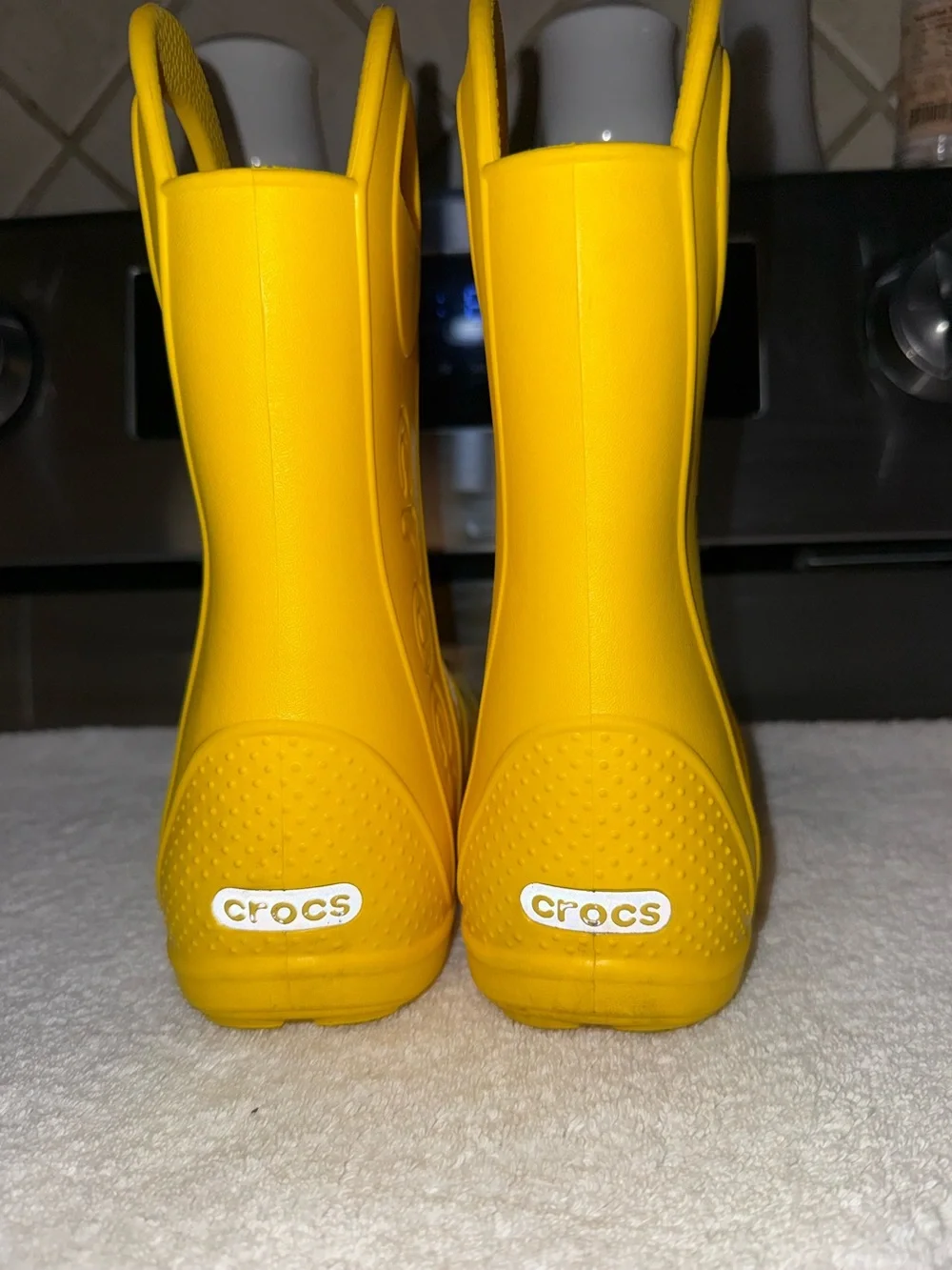 CROCS Kids'‎ Yellow Classic Rain Boot with Handle
